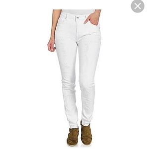 Encore women's white damaged distressed jeans